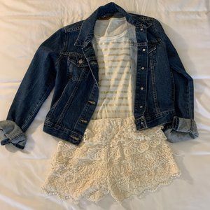 J. Crew Gold and Cream Striped Tissue Tee